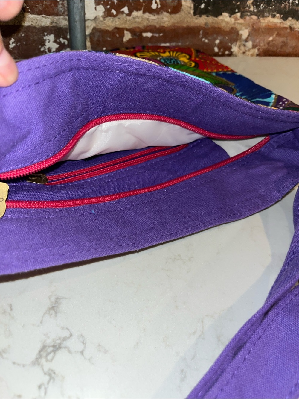 Laurel Burch Multicolor Floral Crossbody with Purple Strap - Picture 9 of 13